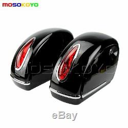 Hard Case Moto Tank Side Selle Sacs + Red Retro Tail Lamp For Harley Personnalisée