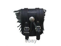 Pour Indian Chief Motorcycle Black Leather Magnetic Tool Bag Tank Pouch With Fril