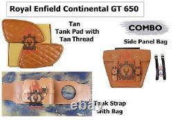Royal Enfield Continental Gt650 Sac Latéral En Cuir Et Coussins De Réservoir En Diamant Tan Combo