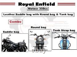 Royal Enfield Meteor 350cc Sac En Cuir Avec Sac Rond Et Sac De Réservoir Combo