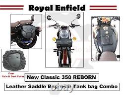 Royal Enfield New Classic 350 Reborn Sac En Cuir Avec Sac De Réservoir Combo