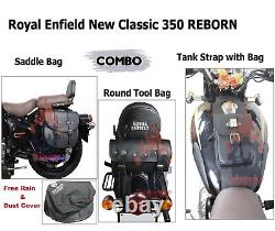 Royal Enfield New Classic 350 Reborn Sac En Cuir Avec Sac De Réservoir Combo