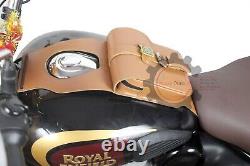 Royal Enfield Nouvelle Classic 350 REBORN Sac de selle en cuir brun et sac de sangle pour réservoir