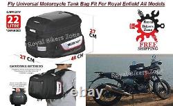 Sac de réservoir Black Fly adapté aux motos Royal Enfield universelles