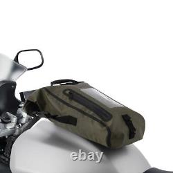 Sac de réservoir de moto Oxford Aqua M8 imperméable à l'eau avec fermeture roulée en khaki / noir.