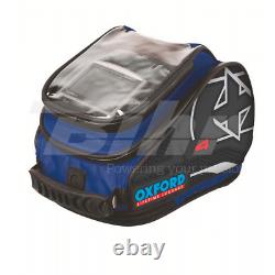 Sac de réservoir de moto à dégagement rapide Oxford X4 Ensemble réservoir bleu (OL277)