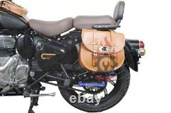 Sac de selle en cuir marron et sac de sangle de réservoir adapté pour la nouvelle Royal Enfield Classic 350