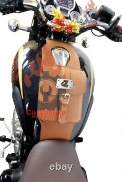 Sac de selle en cuir marron et sac de sangle de réservoir adapté pour la nouvelle Royal Enfield Classic 350