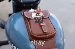 Sac de selle en cuir marron et sac de sangle réservoir adapté pour Royal Enfield Classic & Bullet