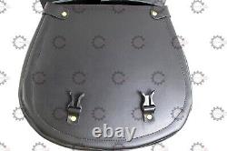 Sac de selle en cuir noir avec sangle pour réservoir adapté aux Royal Enfield Classic & Bullet